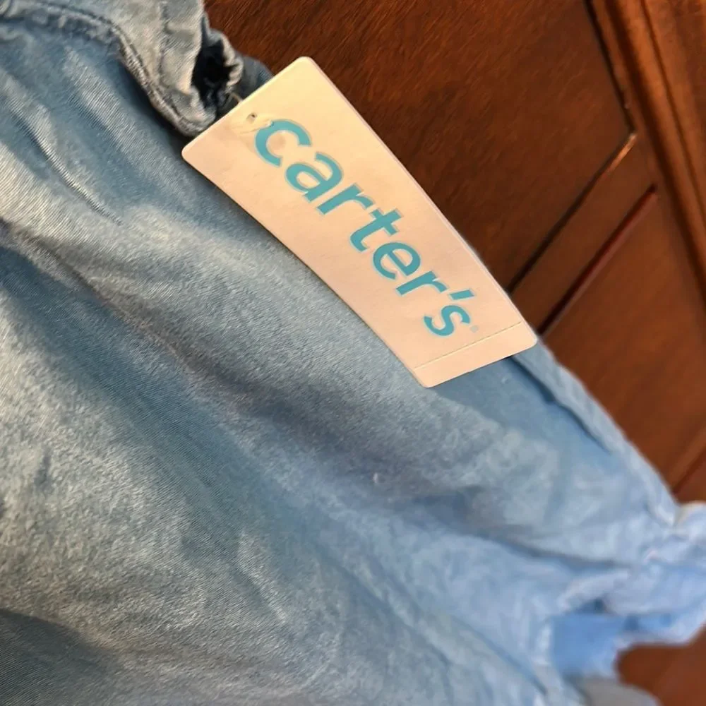 Carter's Light Blue Ruffled Dress with Floral Detail NWT 4t